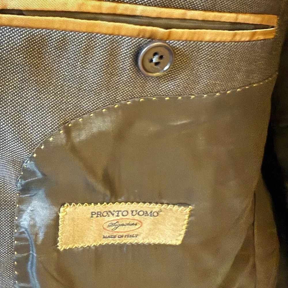 Pronto Uomo Gray Sport Coat with Notched Lapels 100% Wool Made in Italy